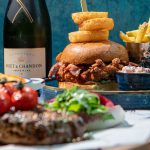 Delicious food and champagne in Harper's Steakhouse Southampton